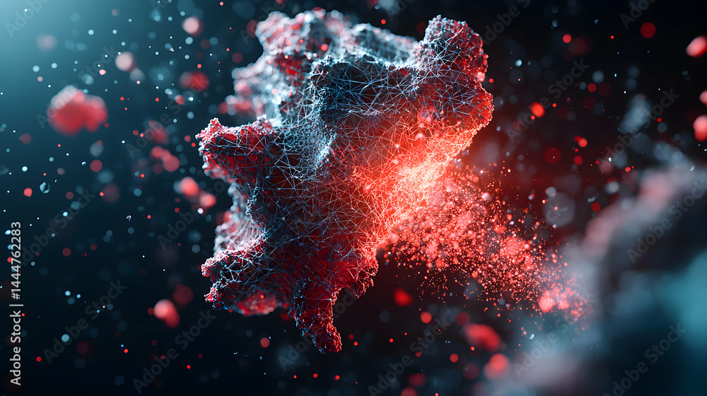Poster abstract digital illustration of a virus or biological structure. suitable for science presentations