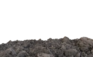 Fotobehang Grijs Rocky terrain edge with a series of small peaks and a rough texture.  The edge of a mountainous landscape is outlined, showing diverse rock formations  © omkuhh