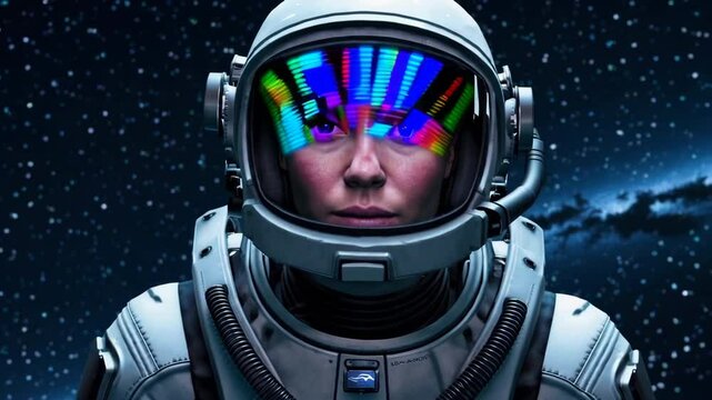 Astronaut receiving data transmission in space