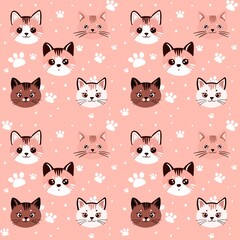 Fototapeta premium The cute cat face is suitable for screen printing on various materials.