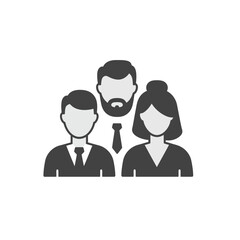 Team Icon Representation: A simple, professional icon symbolizes a diverse group of colleagues or collaborators. Capturing the essence of teamwork and collaboration in a modern visual style.