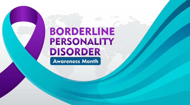 Borderline Personality Disorder Awareness Month. Observed every year in May. Flat design with ribbon. Suitable for background, banner, card, poster