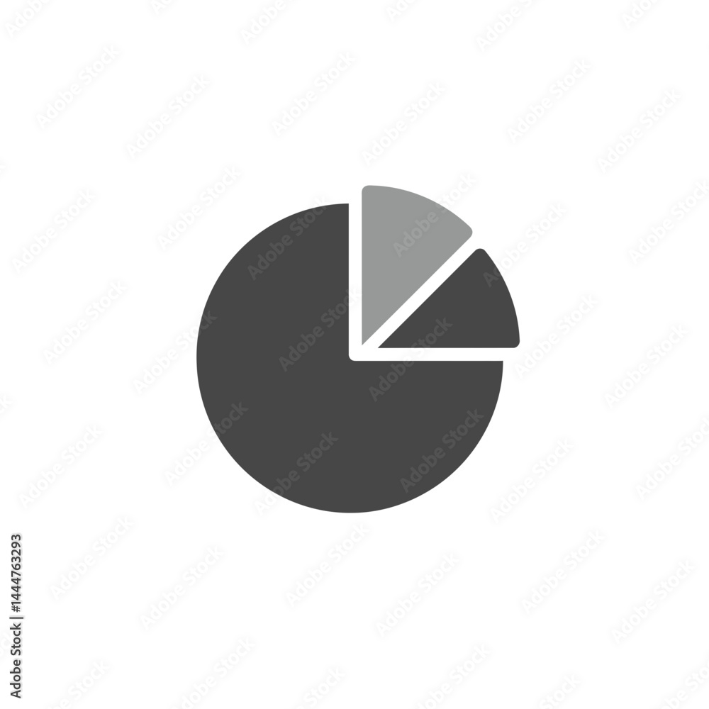 Poster pie chart icon: a simple, minimalistic pie chart graphic that visually represents proportions or dat