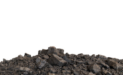 A rocky landscape stretches across the image, with various sized rocks, tones of gray and brown, and a defined edge