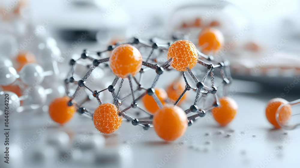 Poster an abstract macro shot of a molecular structure. it could be used to visualize scientific concepts r