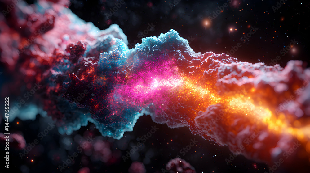 Poster cosmic nebula art with colorful swirls and textures. perfect for abstract digital backgrounds or vis