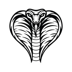 Cobra Snake Ready to Strike in Black and White, Monochrome Reptile Art