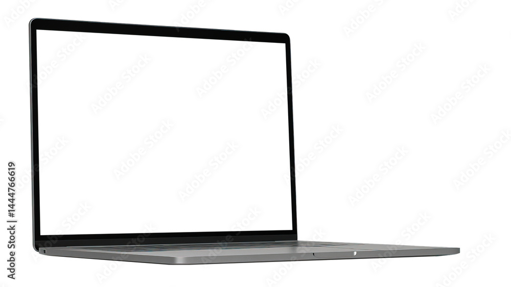 Fototapete A mockup of a laptop computer with a blank screen display isolated on a transparent background. Cut out the PNG format for graphic design. technology concept.