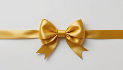 Fototapeta premium Luxury Gold Satin Ribbon with Bow – PNG Cutout on Transparent Background for Gift, Coupon, or Discount Design