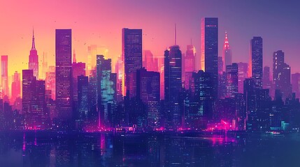 Obraz premium Urban skyline reflections over calm water high resolution picture