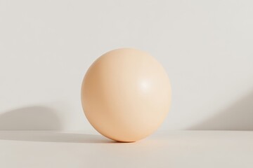 Fototapeta premium Single, light beige egg on a white surface