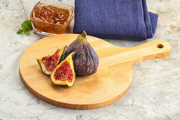 Purple ripe fig with cut