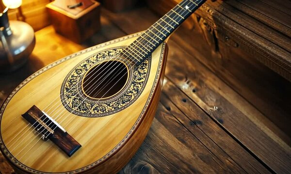 Rare antique musical instrument presented in a display case highlighting its unique features made with Generative AI technology
