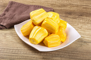 Raw ripe yellow jackfruit segment