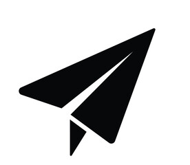 paper plane isolated on black Paper airplane icon flat graphic, negative space, vector art