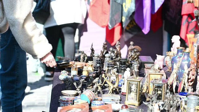 People looking for some second hand things in a flea market, lifestyle