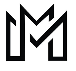 double m logo icon check mark symbol Minimalist logo design, stylized double M, geometric shapes, black and white