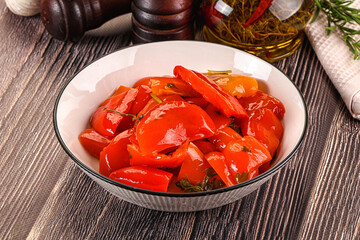 Homemade marinated red bell pepper