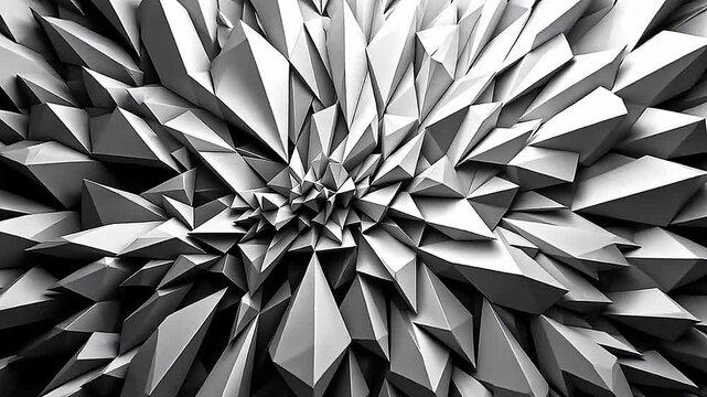 Dynamic 3d geometric shapes digital art abstract graphics monochrome environment close-up viewpoint visual impact for modern design