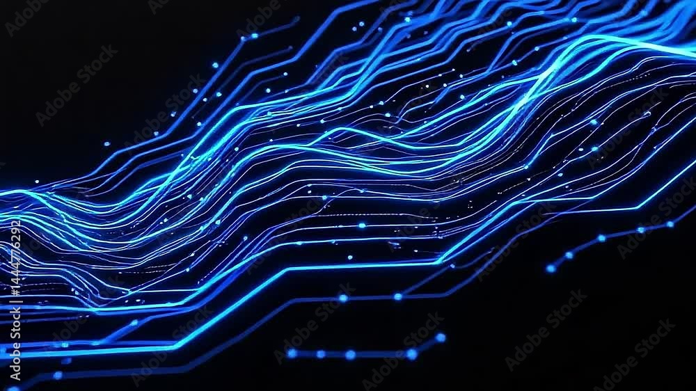 Poster dynamic blue circuit patterns creating a futuristic tech atmosphere abstract visualization digital a