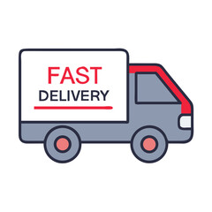 Fototapeta premium Delivery truck icon with fast delivery text 