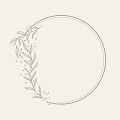 Hand drawn floral frames with flowers, branch and leaves. Wreath. Elegant logo template. illustration for labels, branding business identity, wedding invitation © Prihatin 
