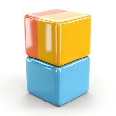 Fototapeta premium Two colorful, stacked cubes of vibrant hues.