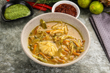 Chinese wonton soup with dumplings