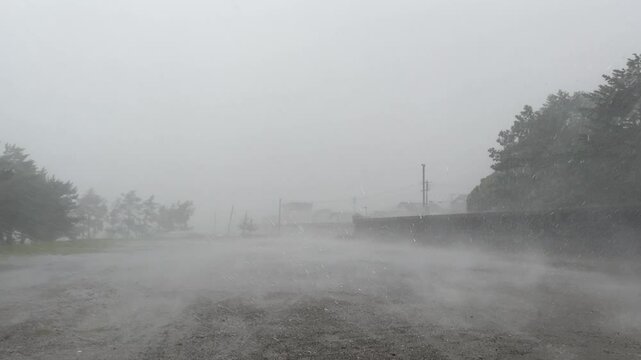 Sheets Of Heavy Rain Lash Coast As Hurricane Makes Landfall - Lan