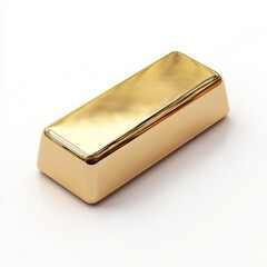 Rectangular gold bullion bar on white surface.