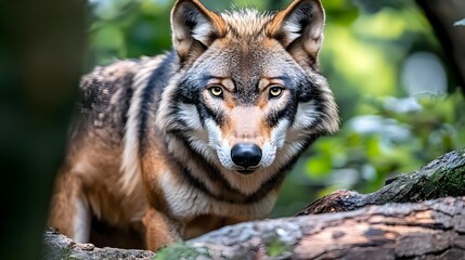 Naklejka premium Majestic Wolf in Forest, Wildlife Portrait - Wildlife photography