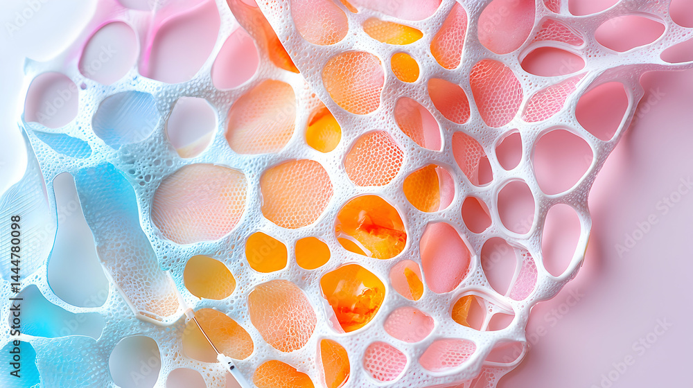 Poster abstract layered artwork with cellular structures and pastel hues. suitable for decorative prints or