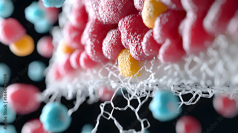 Poster a macro view showcasing cellular structures. it suggests educational materials to explore biological