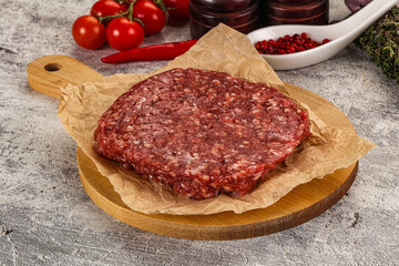 Raw beef burger cutlet for grill