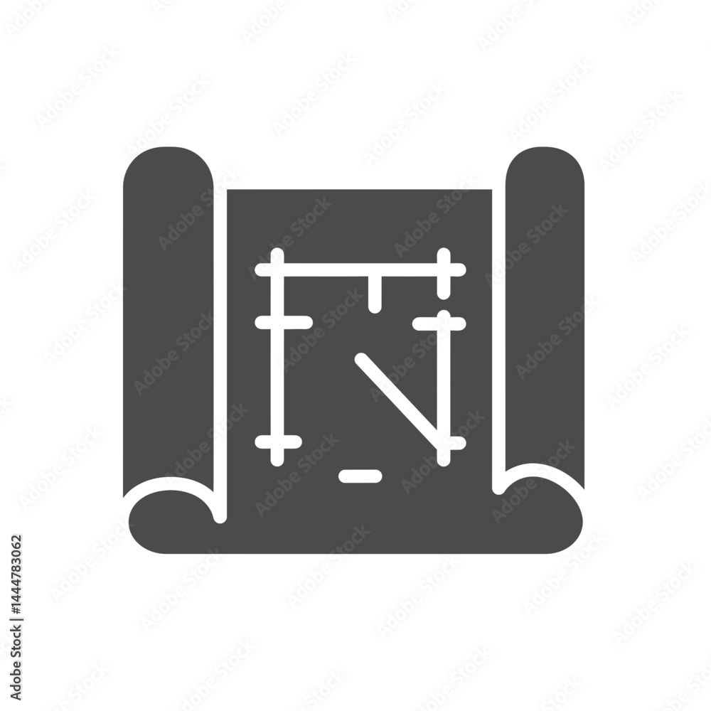 Poster blueprint plan: architectural blueprint showcasing intricate geometric design and technical drawing.