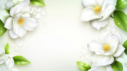 Blossom Elegance White Magnolia Floral Frame.