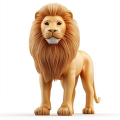 Obraz premium Majestic lion stance, presented in a digital illustration.