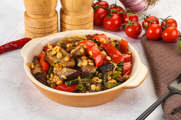 Eastern cuisine - Ptitim with beef and vegetables