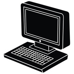 Fototapeta premium A man using a laptop silhouette vector illustration, a person Typing on Laptop silhouette, Typing person Illustration, Typing vector art, Computer silhouette design vector art AI Technology.