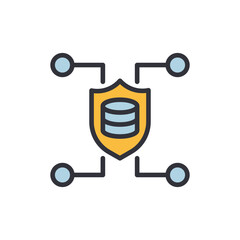 Database security colored icons, minimalist vector illustration ,simple transparent graphic element .Isolated on white background