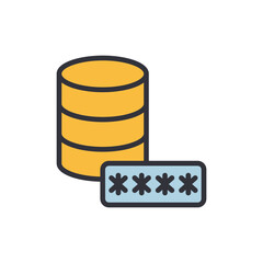 Database password colored icons, minimalist vector illustration ,simple transparent graphic element .Isolated on white background