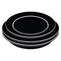 Tablespoon,Table knife,Fork And Plate Dinner Set Vector Illustration, Cutlery, Plate, Plate with cutlery and long shadows, Place Setting Silhouette.