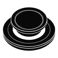 Tablespoon,Table knife,Fork And Plate Dinner Set Vector Illustration, Cutlery, Plate, Plate with cutlery and long shadows, Place Setting Silhouette.