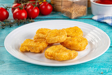 Golden crispy fried chicken nuggets