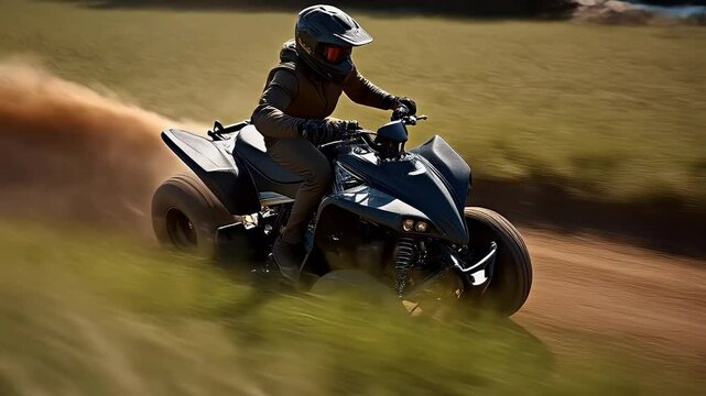ATV rider jumping in a competition