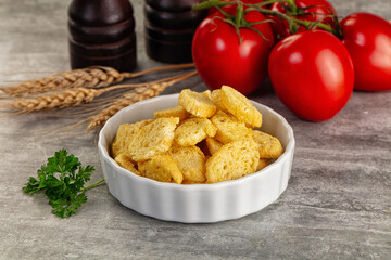 Crunchy croutons heap - roasted bread