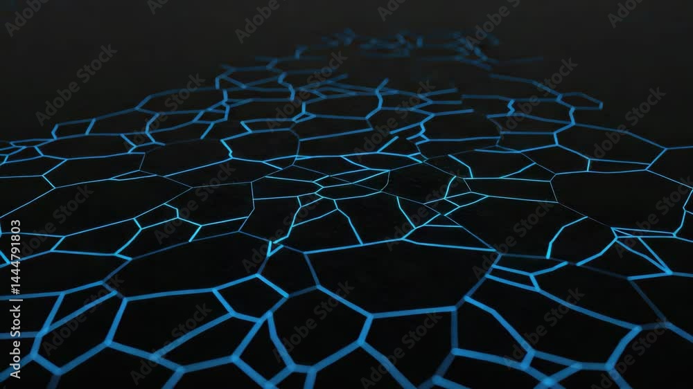 Poster a stone path whose seams are illuminated with a pulsating blue light
