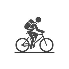 Fototapeta premium Cycling Icon: A stylized icon of a person cycling with a backpack, representing travel, adventure, or a healthy lifestyle.
