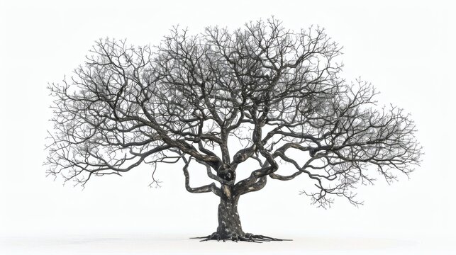 Bare, sprawling tree against a plain background.