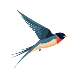 Wildlife swallow. Isolated flying swallow bird, air flight songbird martin plumage wings flock